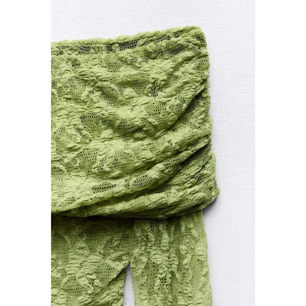 ZARA Semi-Sheer Lace Top NWT